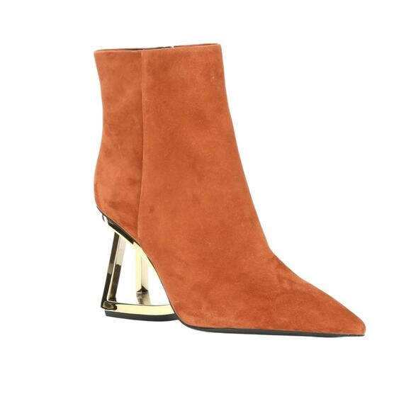 Gianni Bini Suede Wedge Booties Brown Size 7.5 - Picture 3 of 4